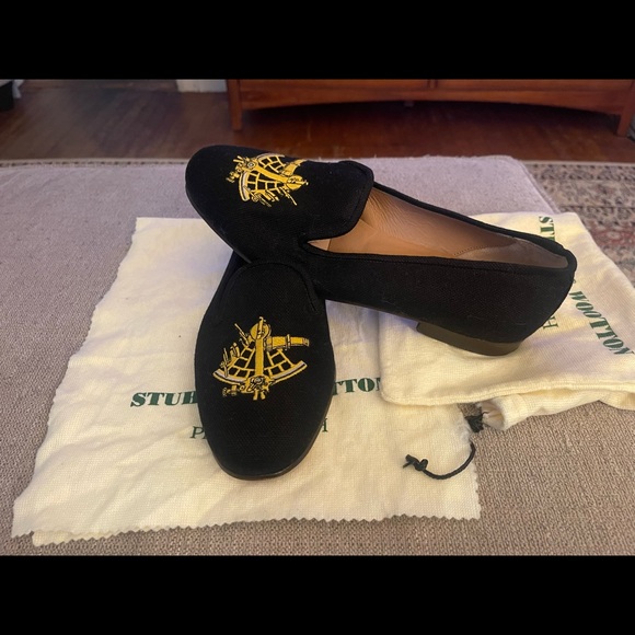 Stubbs & Wootton Black Velvet Embroidered Sextant Men’s Slip on Loafers Shoes 10 main image 14